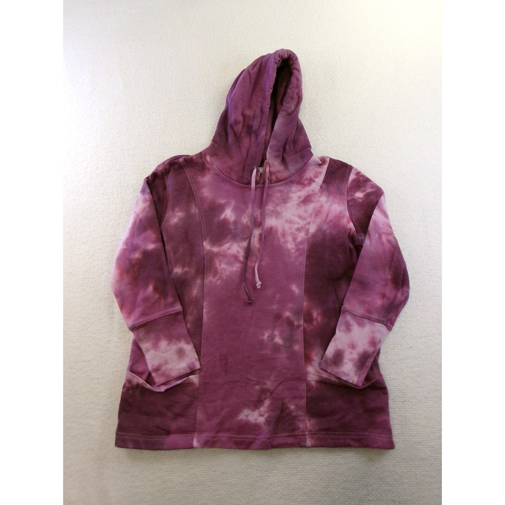 New Directions Hoodie Womens Small Purple‎ Tie Dye Pullover Tunic Boho